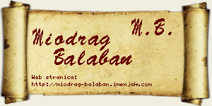Miodrag Balaban vizit kartica